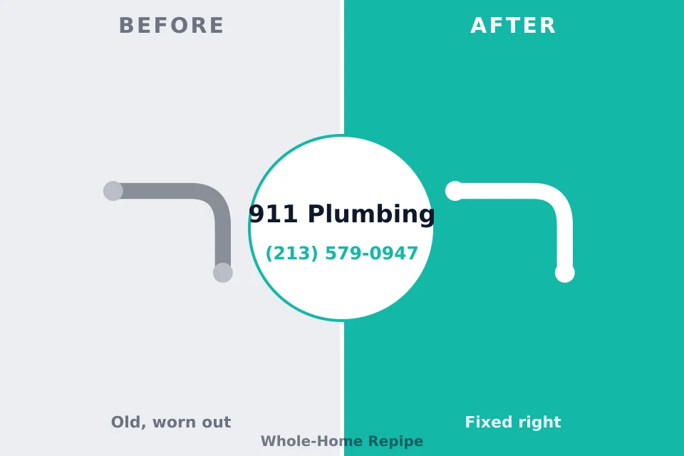 Before and after: plumbing repair Hooverson Heights, WV